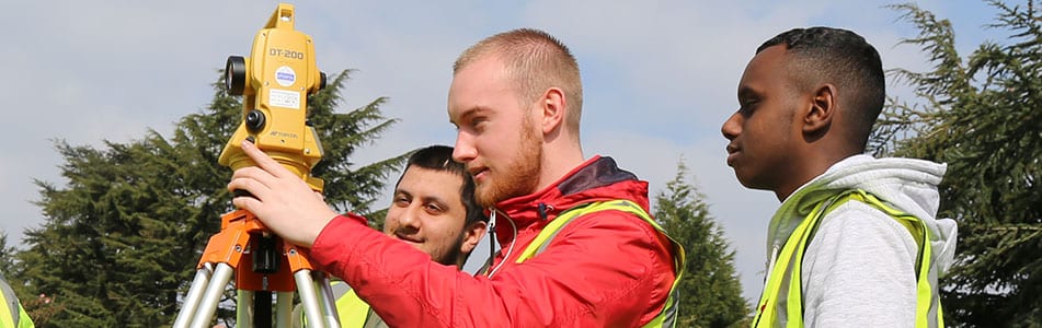 Construction students outdoors